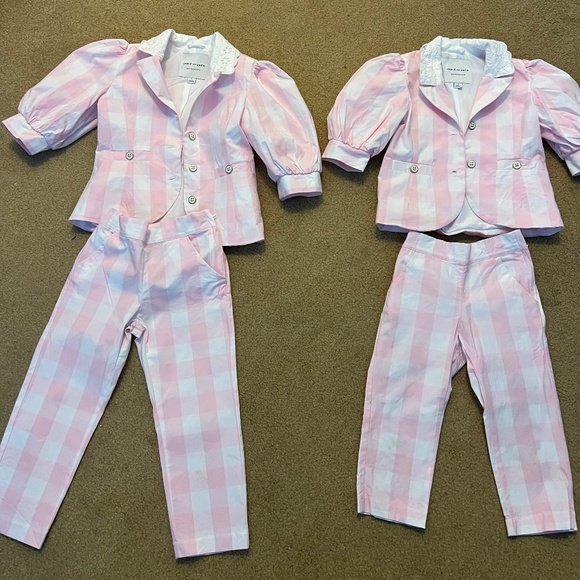 Janie and Jack Pink Gingham Girls Suits